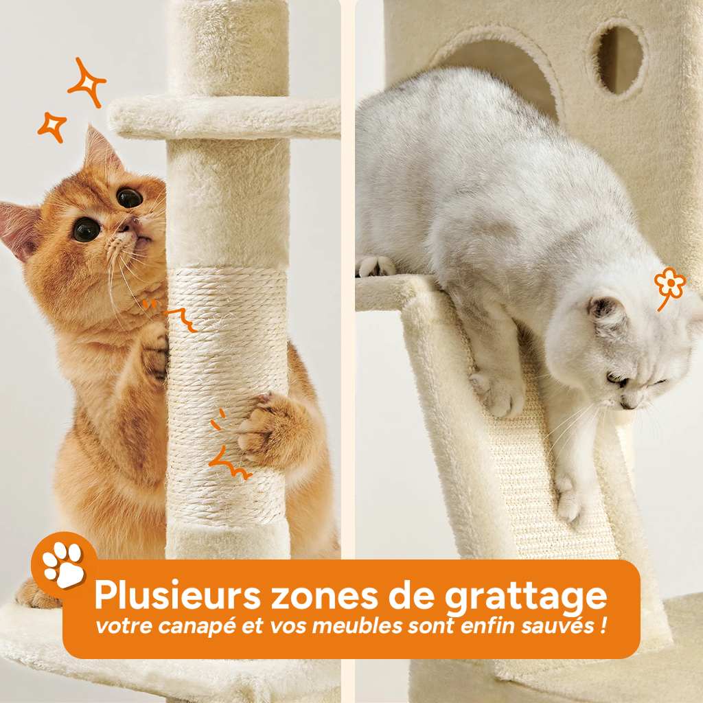 Arbre à chat XXL 2M - Griffoirs, rampe à griffer, perchoirs, cabanes, hamac