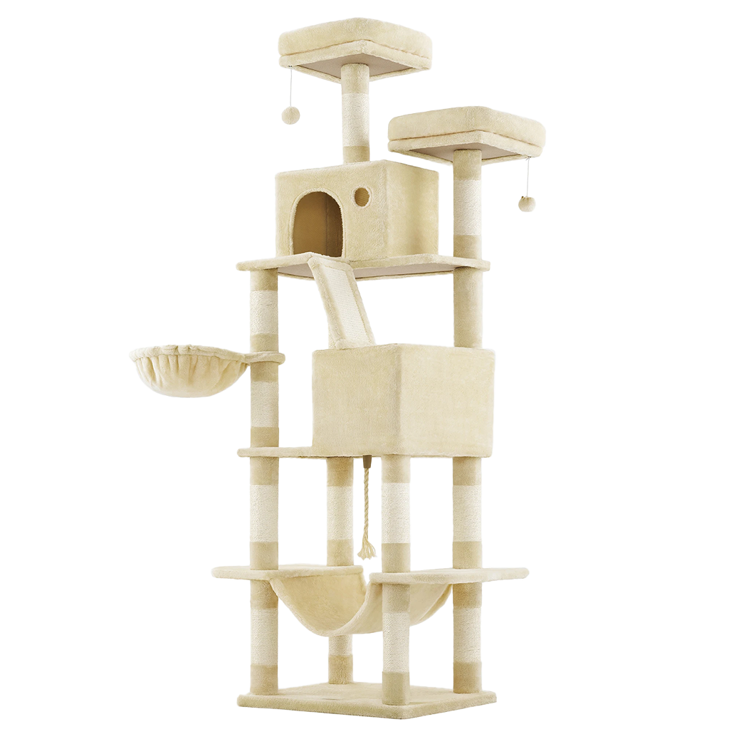 Arbre à chat XXL 2M - Griffoirs, rampe à griffer, perchoirs, cabanes, hamac