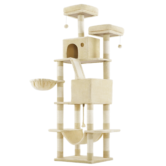 Arbre à chat XXL 2M - Griffoirs, rampe à griffer, perchoirs, cabanes, hamac