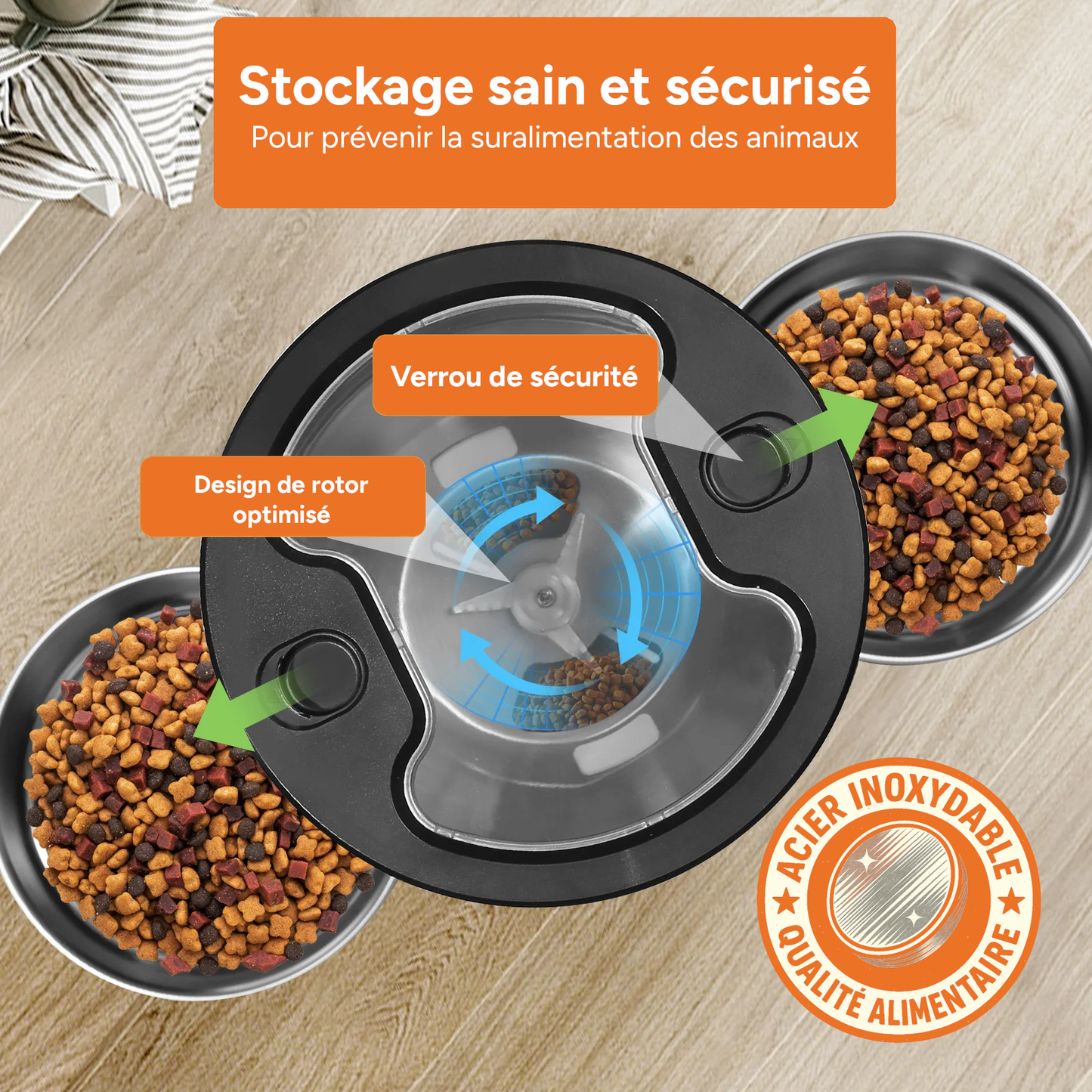 Distributeur de croquettes automatique double - Connexion WiFi - 4,5 L