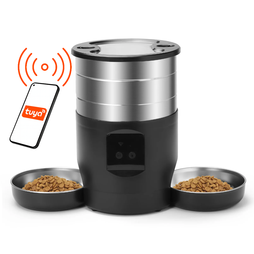 Distributeur de croquettes automatique double - Connexion WiFi - 4,5 L