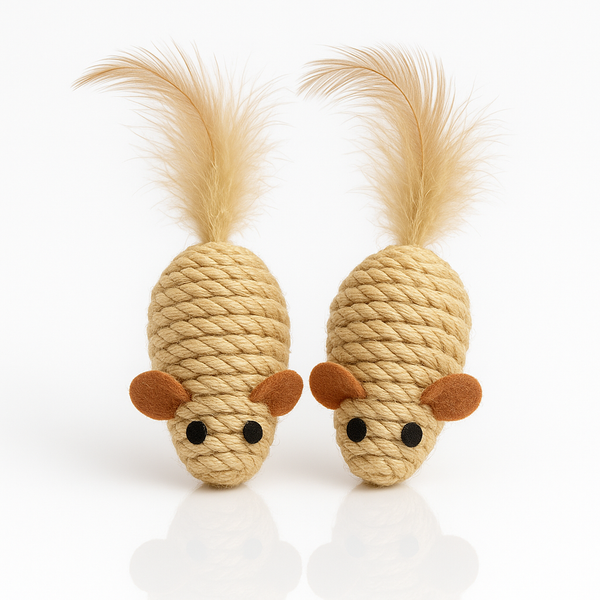 Souris Factice en sisal pour chats - Jouet en matériaux naturels