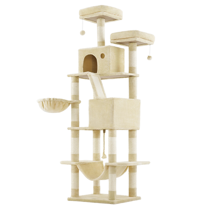 Arbre à chat XXL 2M - Griffoirs, rampe à griffer, perchoirs, cabanes, hamac