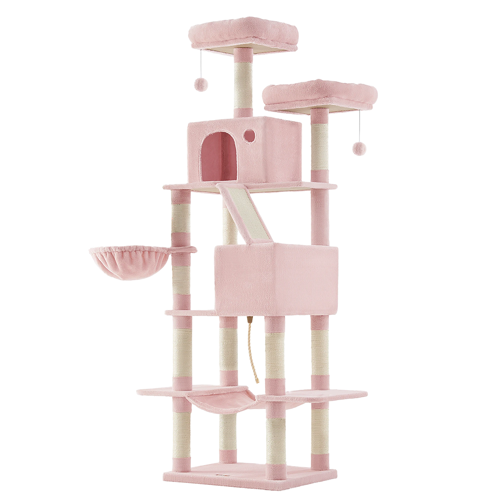 Arbre à chat XXL 2M - Griffoirs, rampe à griffer, perchoirs, cabanes, hamac