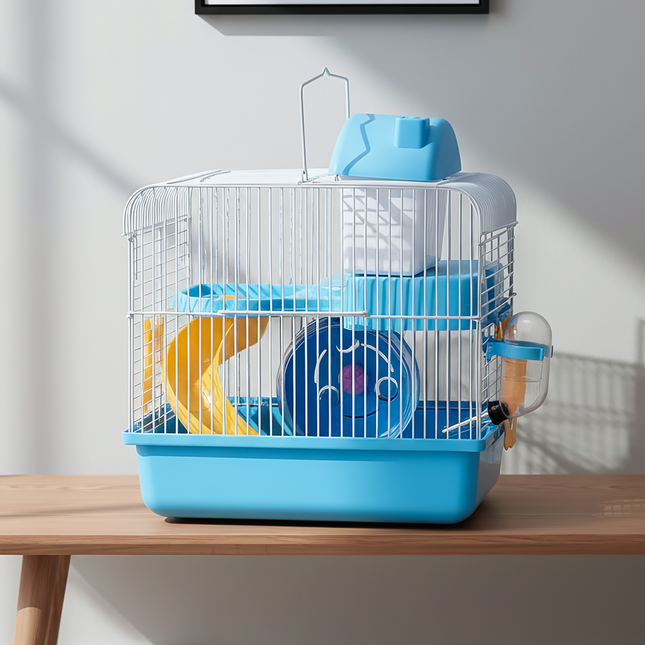 Cage à hamster taille M - Avec étage & accessoires - Convient aux souris, écureuils, gerbilles