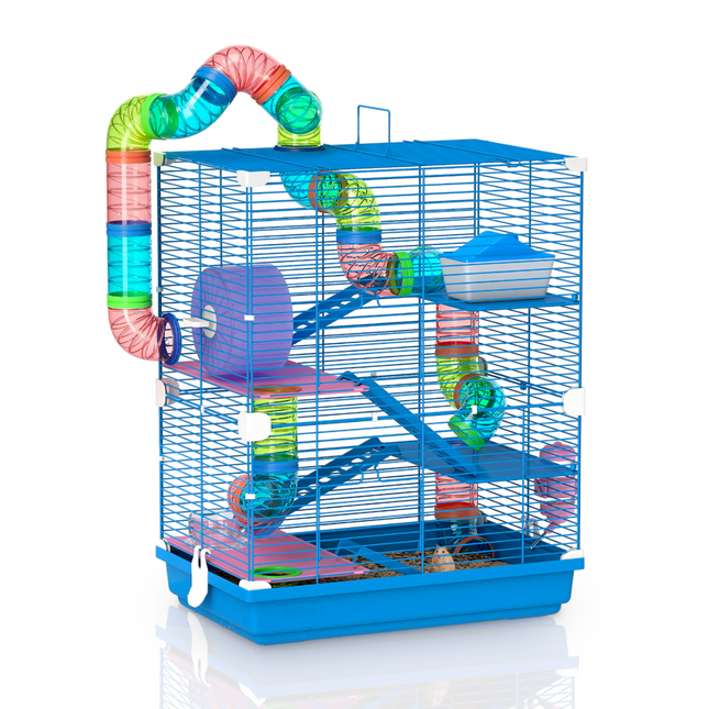 Cage à hamster taille XL - Avec tunnel, roue, abreuvoir
