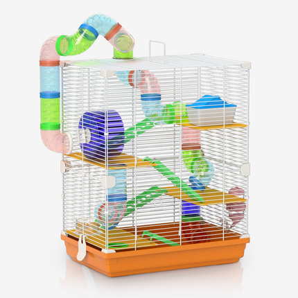 Cage à hamster taille XL - Avec tunnel, roue, abreuvoir