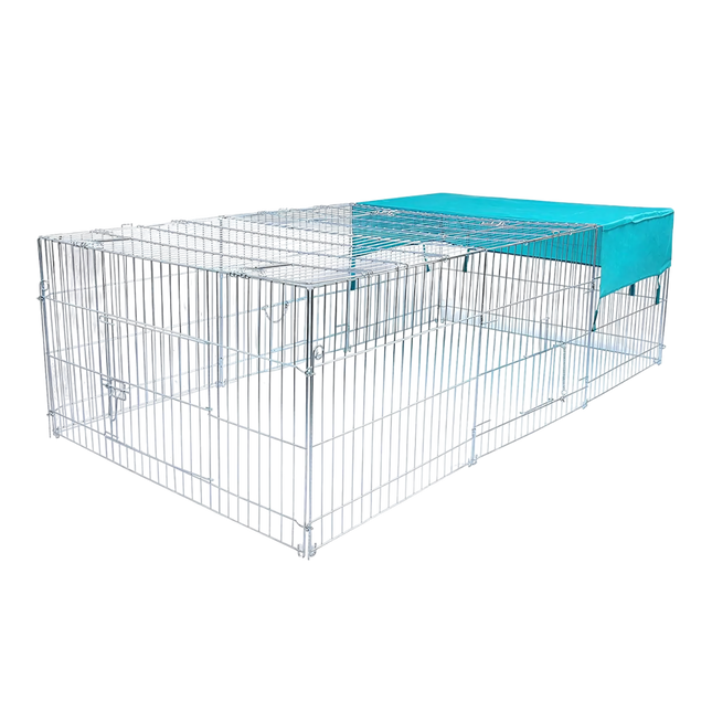 Cage pour Lapins d'extérieur - 2,2M de longeur - Avec sécurité et bâche.