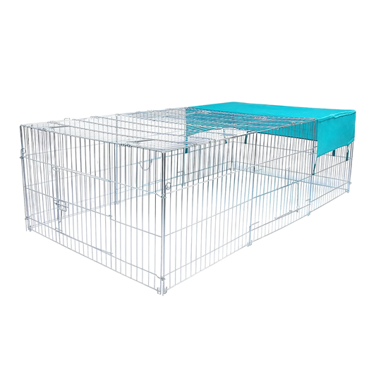 Cage pour Lapins d'extérieur - 2,2M de longeur - Avec sécurité et bâche.