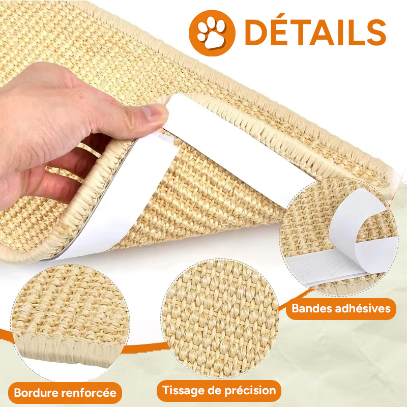 Griffoir pour chat naturel en sisal - S'adapte sur multiples surfaces