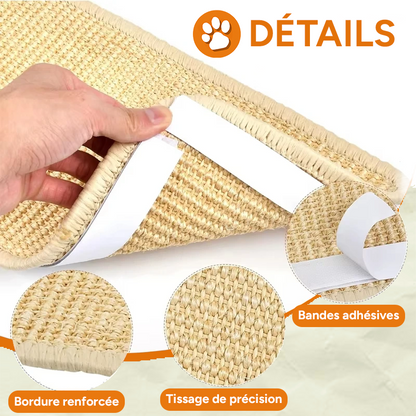 Griffoir pour chat naturel en sisal - S'adapte sur multiples surfaces