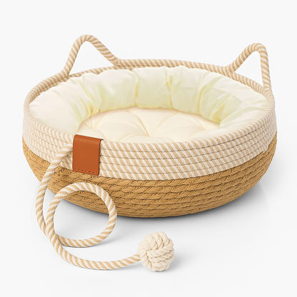 Lit pour chat - Panier en sisal et coussin 100% coton
