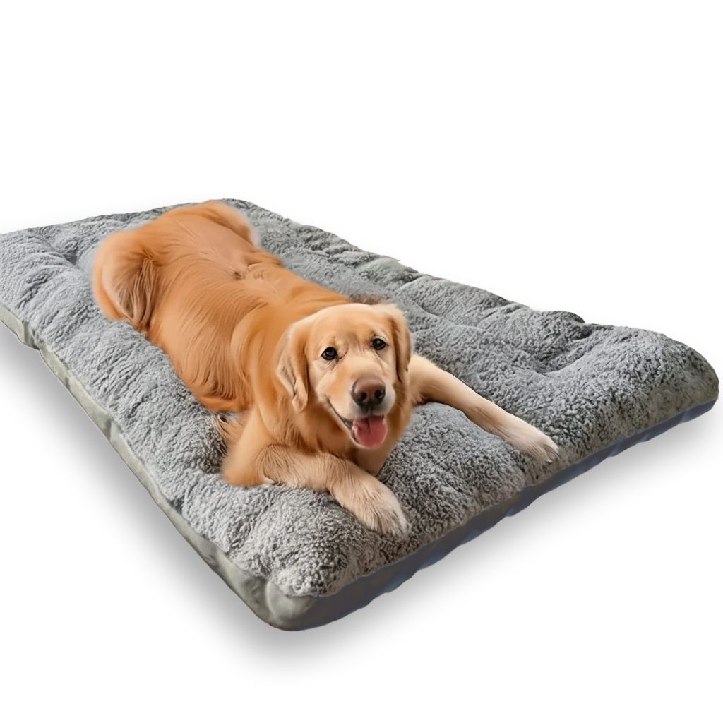 Lit pour chien gris en peluche - Tapis épais extra doux