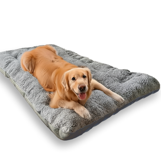 Lit pour chien gris en peluche - Tapis épais extra doux