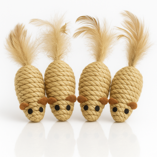 Souris Factice en sisal pour chats - Jouet en matériaux naturels